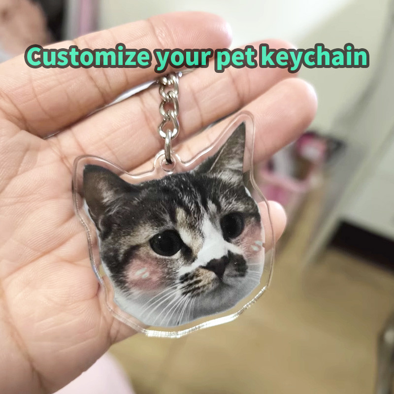 Custom Pet Keychains Cartoon Llavero Key Chain Photo Customized Anime Charms Clear Acrylic