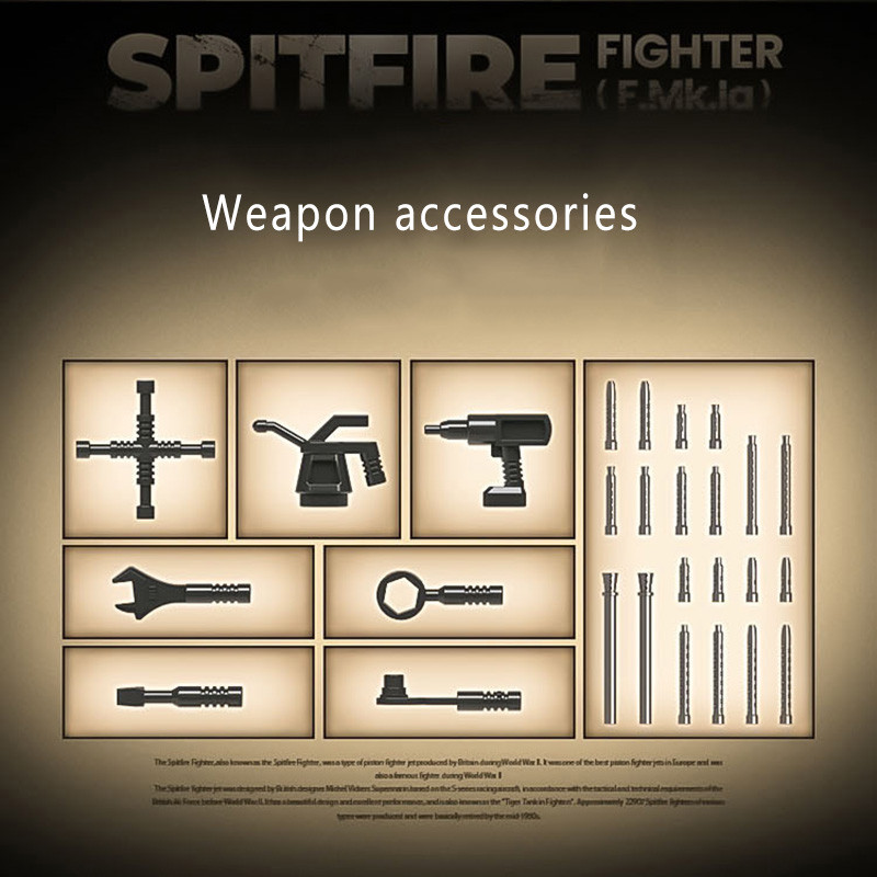 Military British Spitfire Fighter Yak-1B Building Blocks WW2 Technical Weapon P-51 La-7 Bf-109E