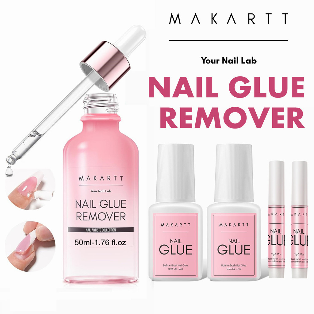 Makartt Super Strong Nail Glue and Glue Remover ,Quick Glue Debonder Easy Removal with a Dropper