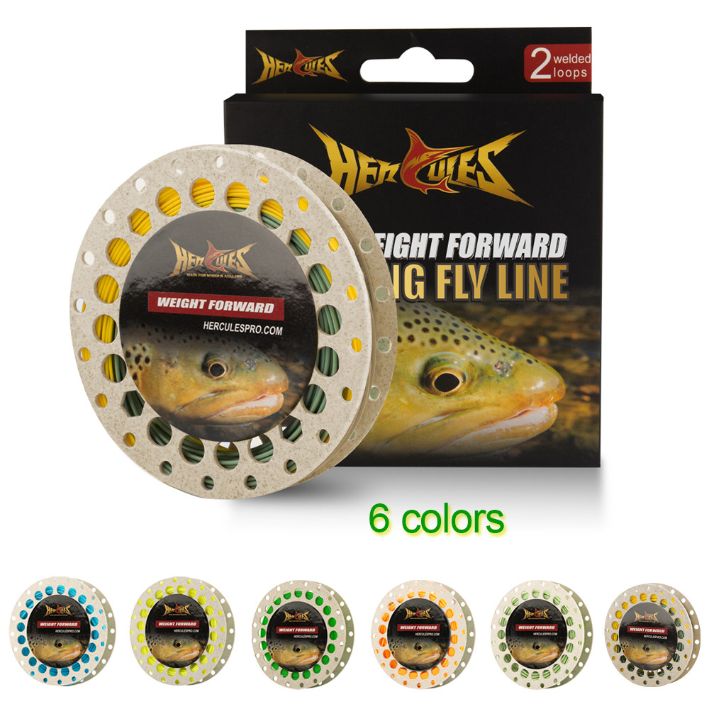 HERCULES Fly Fishing Line Floating Weight Forward Fly Line with Double Welded Loop, Fluorescent