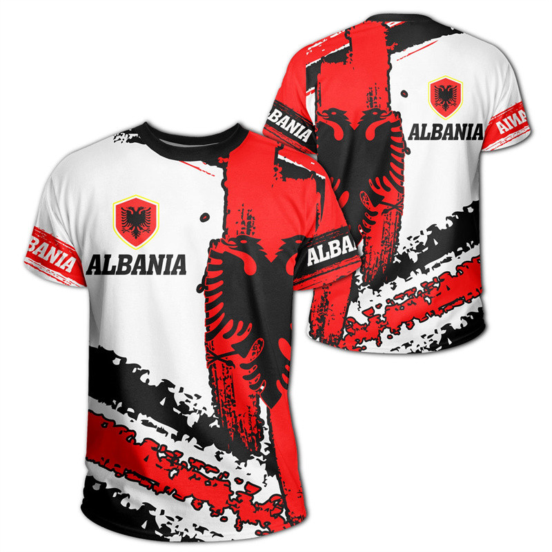 Wholesale Albania Jersey 2024 Finals Football T-shirt Spain Short Sleeve Albanian Eagle Emblem T