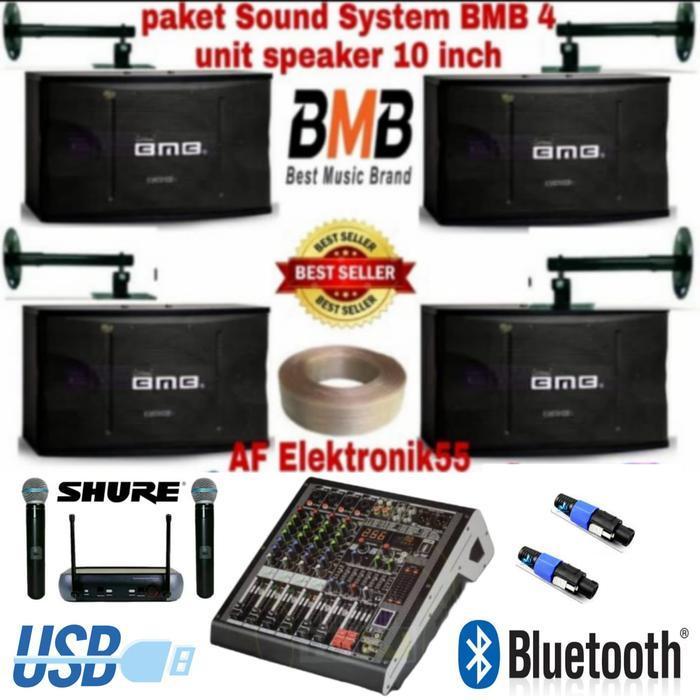 Paket Sound System BMB 4 Unit Speaker BMB 10 Inch + Power Mixer Ori