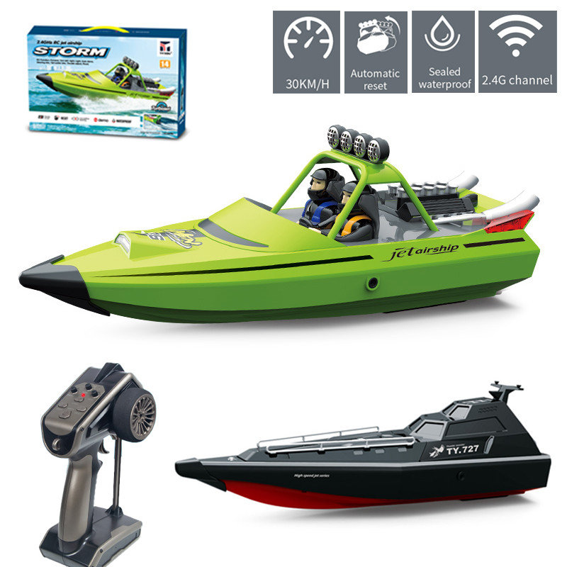 Jet Rc Boat Turbo Jet Pump Speedboat 2.4G 30Km/H High Speed Remote Control Ship Low Alarm Waterproof