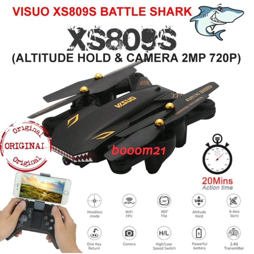 Drone Murah Visuo Battle SHARK XS809S 20min 2mp Flight Ori Quadcopter / Drone VISUO XS809S Battle SH