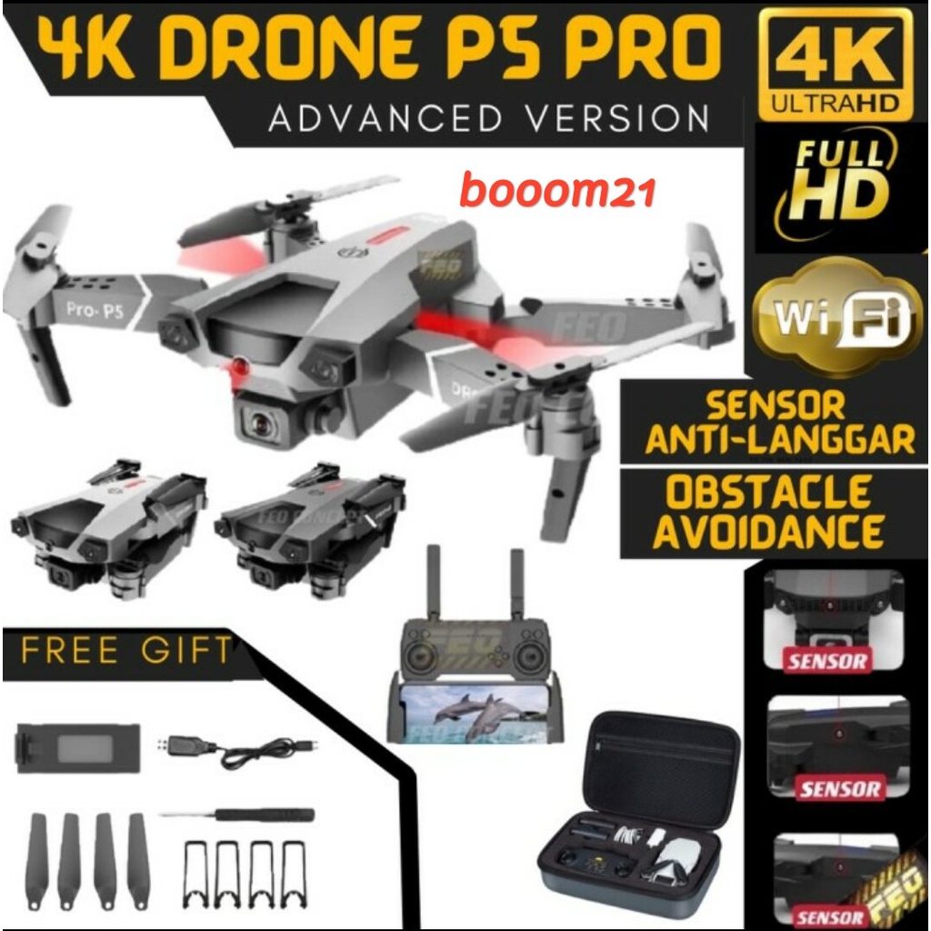 new 2022 drone P5 Pro FPV Dual Kamera 4K Drone Anti Nabrak Obstacle Avoidence VS H36F  / drone Anti 