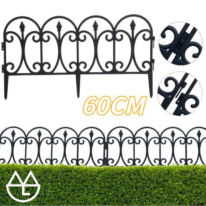 60CM Pagar Taman Plastik Shabby Chic Pagar Kebun Pagar Plastik Vintage Dekorasi Pagar Putih Dekorasi