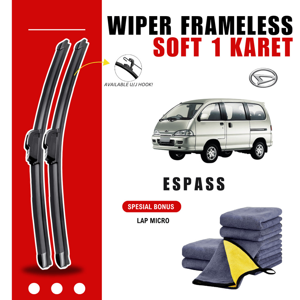 Wiper Daihatsu Espass Frameless Kaca Depan Mobil Free Lap Microfiber