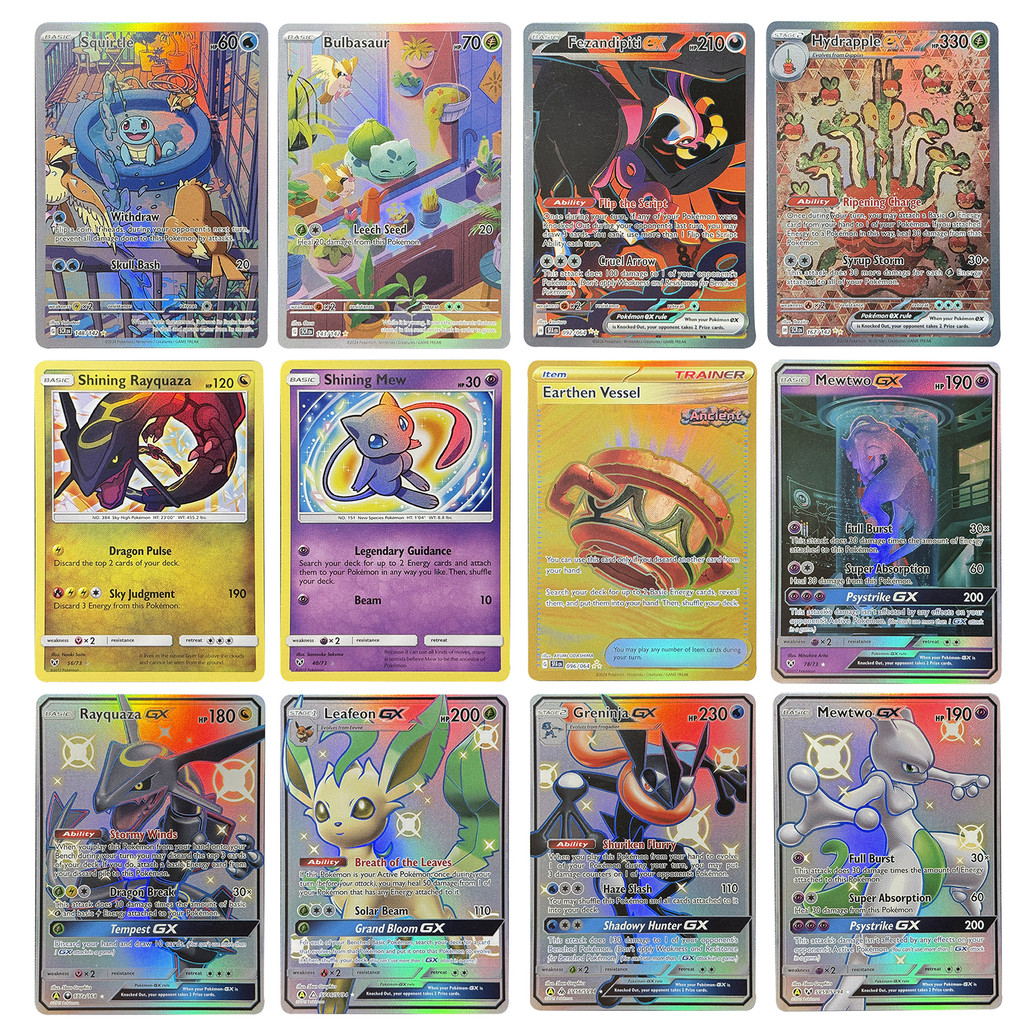 PTCG Proxy Cards Bulbasaur Squirtle Shining Mew Rayquaza Dialga Hydrapple Espeon Mewtwo-GX Rayquaza