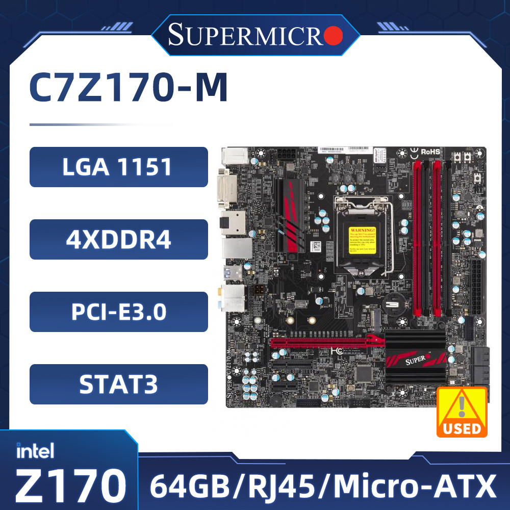 Supermicro C7Z170-M Motherboard Lga 1151 Intel Z170 Ddr4 64Gb Support Core I3-6100 7300 6500 7600