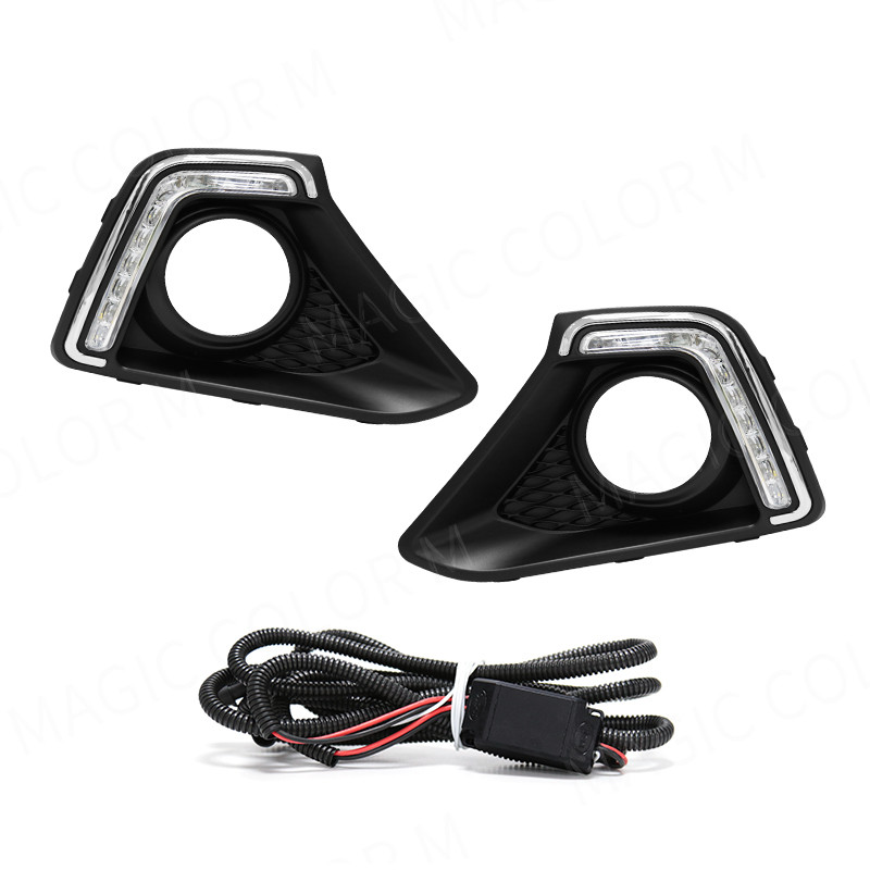 FOR HYUNDAI I10 GRAND 2014 2015 2016 DRL DAYTIME RUNNING LIGHTS LED FOG LAMP BEZEL WHITE WATERPROOF