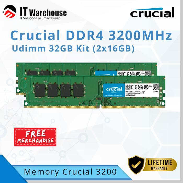MEMORY CRUCIAL 32GB Kit DDR4 3200 UDIMM (2x16GB) BISA GOSEND