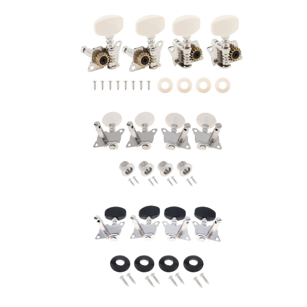 4 Pcs 2R & 2L Steel Ukulele Tuning Pegs For 21 / 23 / 26 Inch Ukulele, Ukuleles Diy White Machine