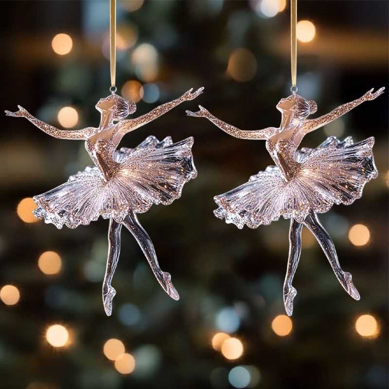 Sparkling Ballerina Christmas Ornament, Acrylic Ballerina Dance Ornament, Crystal Ballet Ornament