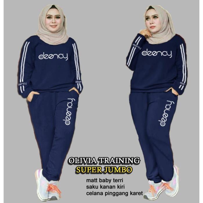Pik - Setelan Olahraga Wanita Hijab Marimar Olivia M L Xl Xxl 3Xl Training Baju Celana Kaos Muslim