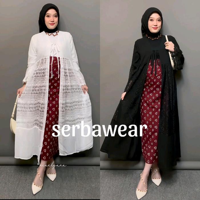 Ajila Outer Tunik Mix Ceruty Brocade Lace Outer ADA JUMBO LD 120 XXL Atasan Wanita Outer Kondangan