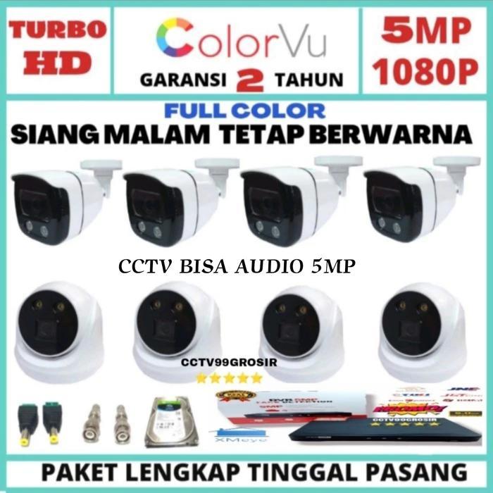 Paket Cctv Colorvu 8 Channel 8 Camera Turbo Hd 5Mp 1080P Ic Sony Audio