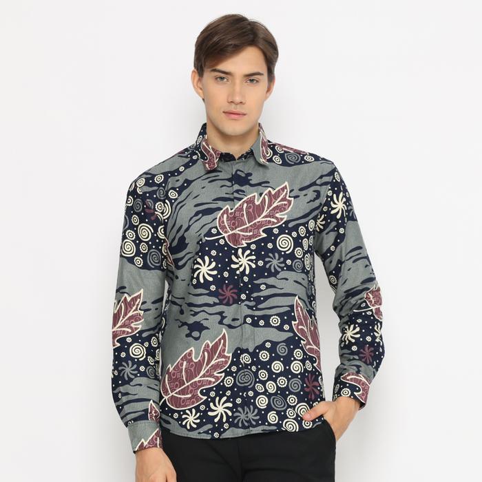Enzy Batik Kemeja Batik Pria Abhipraya - Oslo Blue