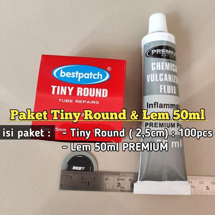 Paket Tambal Ban Dalam Tip Top Best Patch Tiny Round 25mm dan Lem Premium 50ml - Tiptop Bestpatch