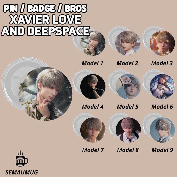 PIN XAVIER LOVE AND DEEPSPACE BROS BADGE BULAT GAME LUCU CUSTOM SEMAUMUG