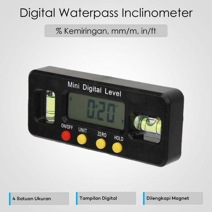 Gemred Waterpass Digital Alat Ukur Kemiringan Level Angle Inclinometer - Dl168