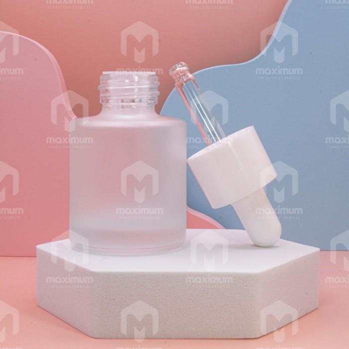 Botol Pipet Kaca Bening Frosted Bahu Datar 20 ml - Glass bottle frosted 20 ml - Botol Serum Frosted