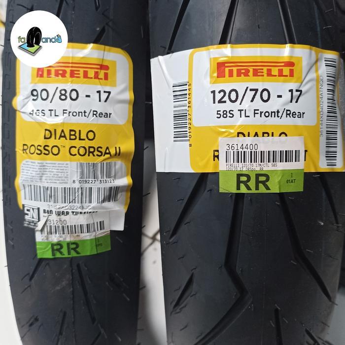 Paket Ban Motor Diablo Rosso Corsa 2, 90/80-17 & Diablo Rosso Sport 120/70 17