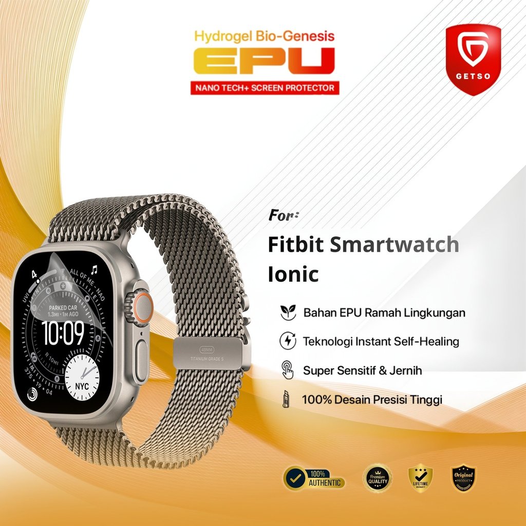 Getso BIO-HYDRO EPU Hydrogel Pelindung Layar for Fitbit Smartwatch Ionic Premium Protection Film Cry