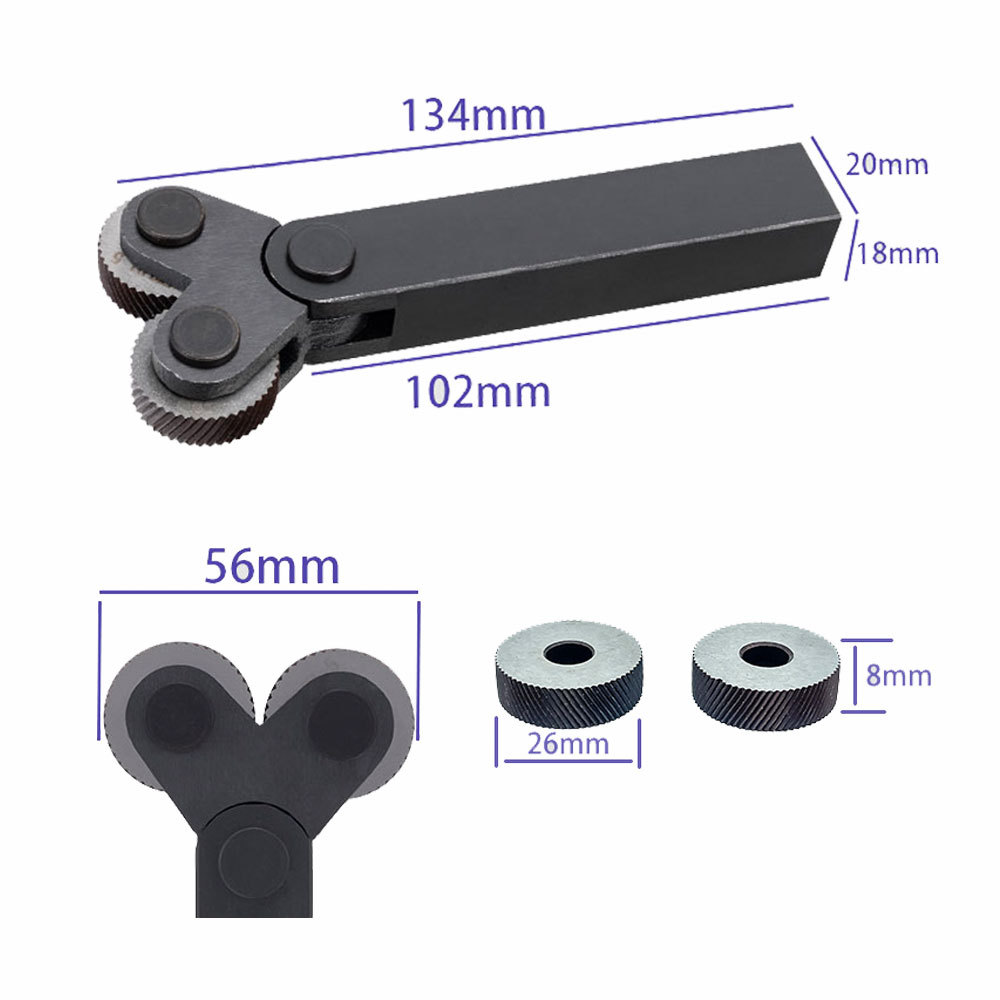 1 Set Knurling Tool 0.5mm-2.5mm Straight/Mesh Knurling Cutter Lathe Cutter Machine Tools 20mm Bar