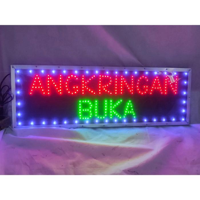 papan lampu LED tulisan ANGKRINGAN BUKA 80x30