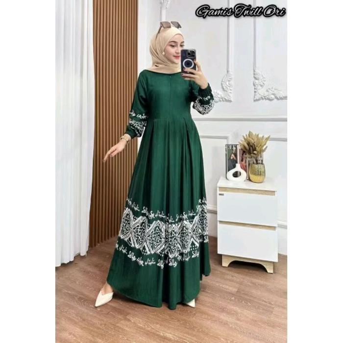 Gamis Twill Ori Motif Kaligrafi gamis twill arab gamis twil cap gamis twill pekalongan gamis floy