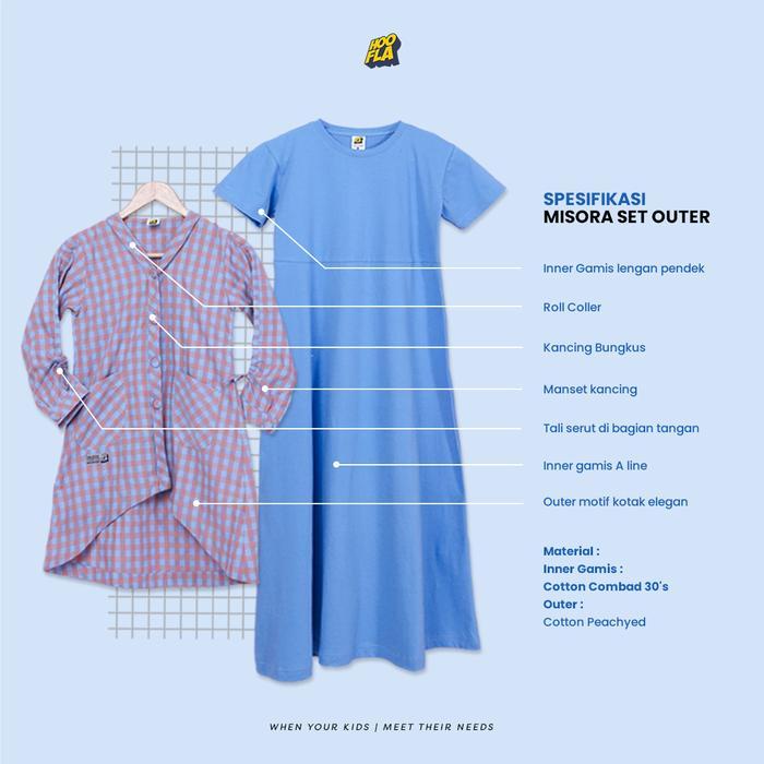 HOOFLAKIDS - SETELAN GAMIS INCLUDE INNER ANAK PEREMPUAN MUSLIMAH MISORA SET OUTER BAJU