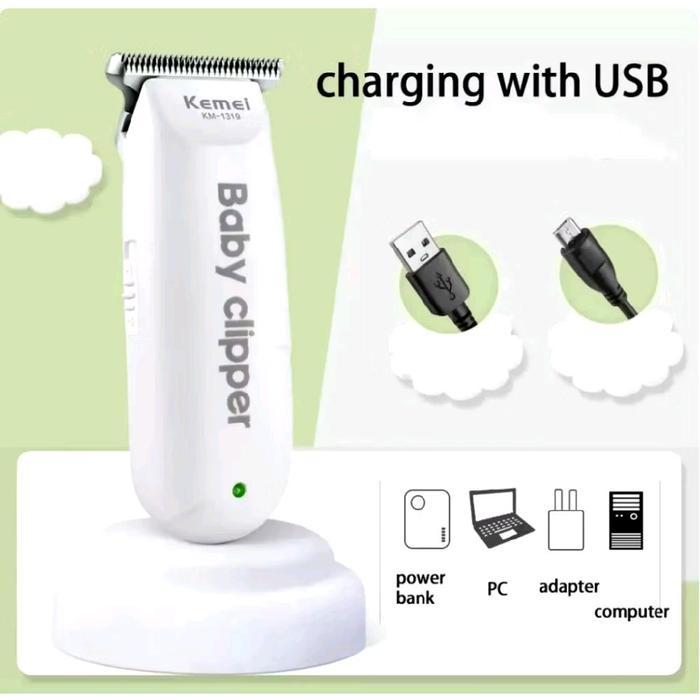 Alat Cukur Rambut Kemei Km 1319 Mesin Cukur Rambut Bayi Portable Rechargeable