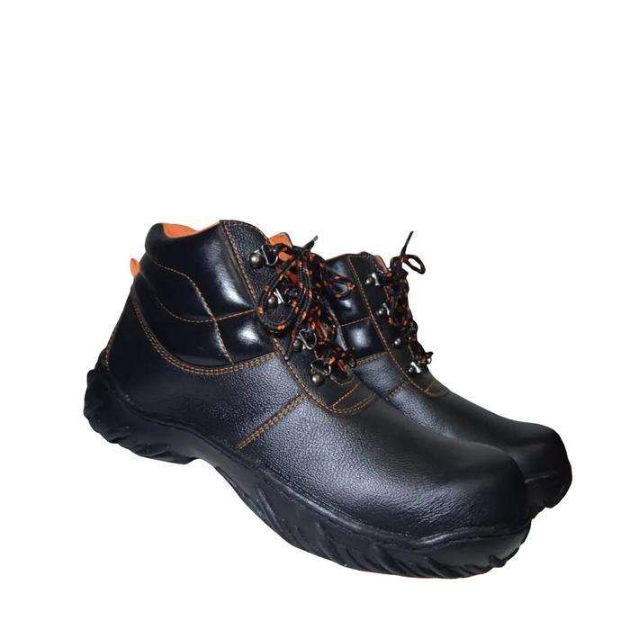 Sepatu Sefty Boots Pria Model Krisbow Asli Kulit Hitam Kerja Safety Shoes Besi Tahan Benturan Elegan