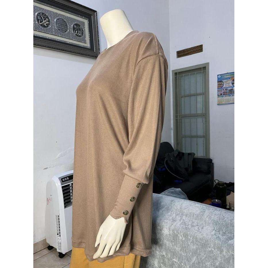 Aleeya Rib Tunik Jumbo Lengan Variasi Kancing