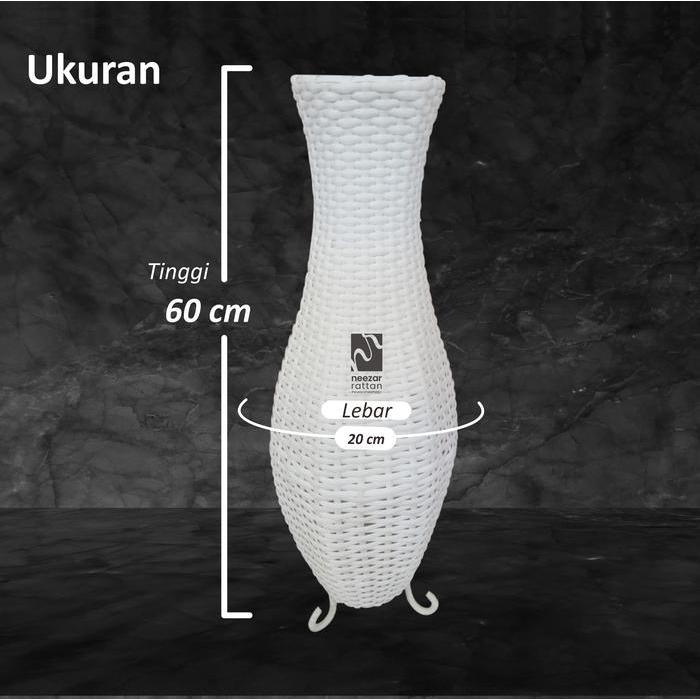 VAS POT GUCI TEMPAT BUNGA DARI ROTAN SINTETIS TINGGI 60 CM MURAH