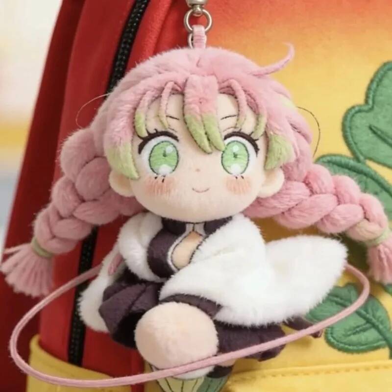 Cute Demon Slayer Kanroji Mitsuri Plush Doll Keychain Japanese Anime Plush Toy Kawaii Bag Pendant