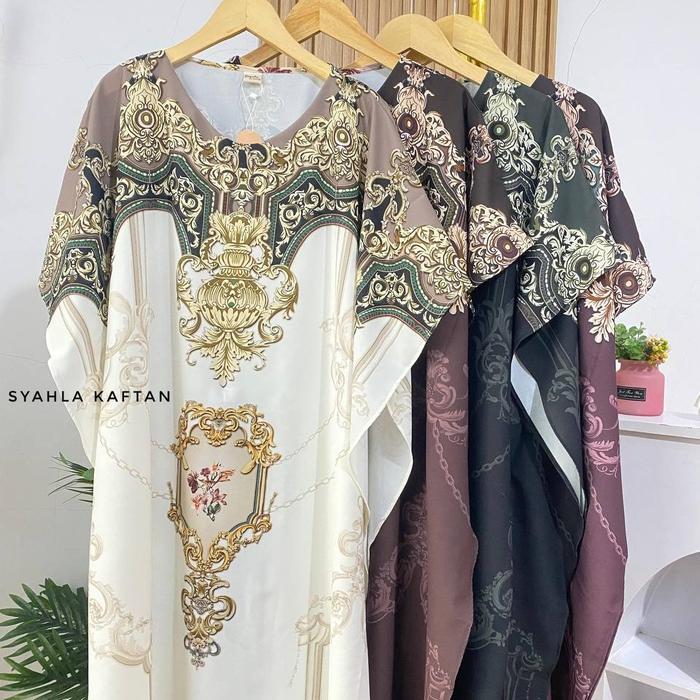 Syahla Kaftan Wanita Motif Elegan Busui Friendly Bahan Rayon Viscose Adem Nyaman Dipakai Seharian