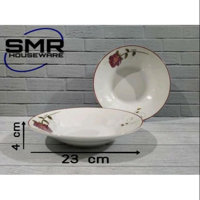 6 PCS PIRING MAKAN KERAMIK MOTIF KEMBANG