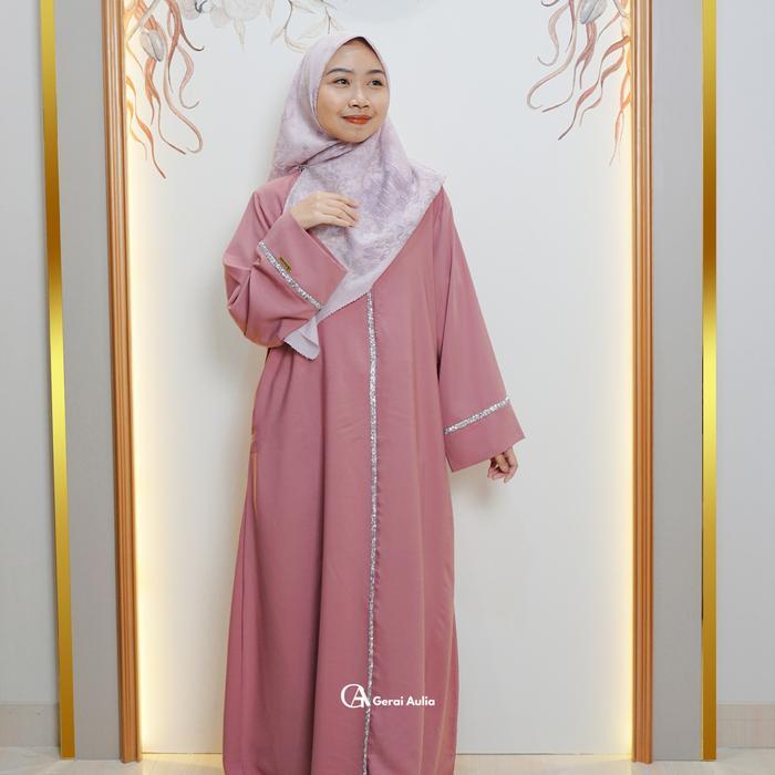 Abaya Mahira by Gerai Aulia Abaya Remaja Payet Polos Gamis Muslim Wanita Hitam Lembut Wolfis Dress