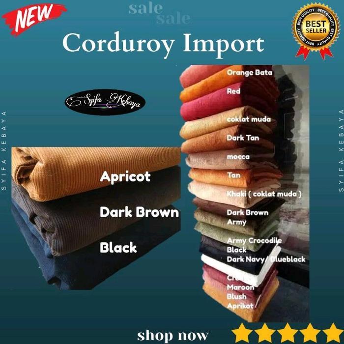 (HARGA 1 METER) Kain Corduroy Tebal - Kain Codoray Polos, Bahan Celana atau Jaket Pria, Kain