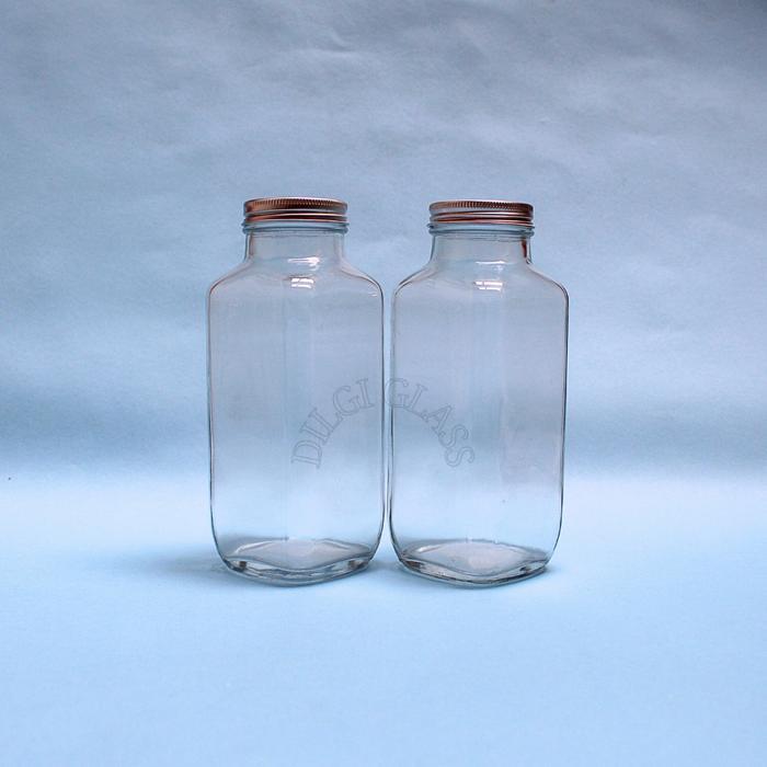 "New" BKKC500 botol kaca kotak french square 500ml/botol susu/juice/kopi