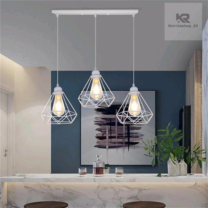 Lampu Hias Gantung Ruang Tamu Minimalis Putih Hitam Gold