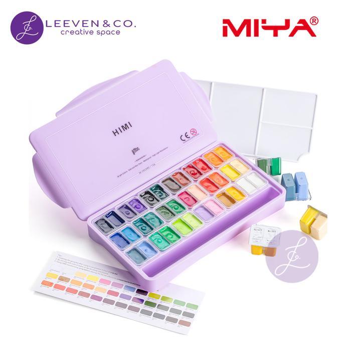 HIMI MIYA GOUACHE PAINT SET 36 COLOR X 12 GR VIOLET CASE