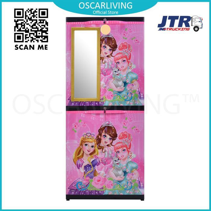 Promo Sinbak Lemari Plastik + Kaca Motif Princess/Lemari Pakaian Multifungsi