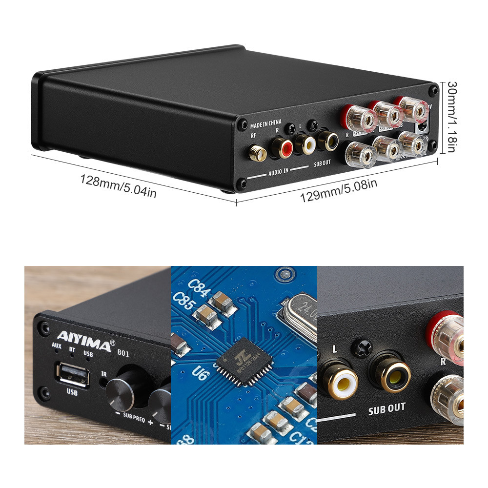 AIYIMA B01 Bluetooth 5.0 Subwoofer Digital Power Amplifier 50Wx2+100W TPA3116 Stereo 2.1 Sound