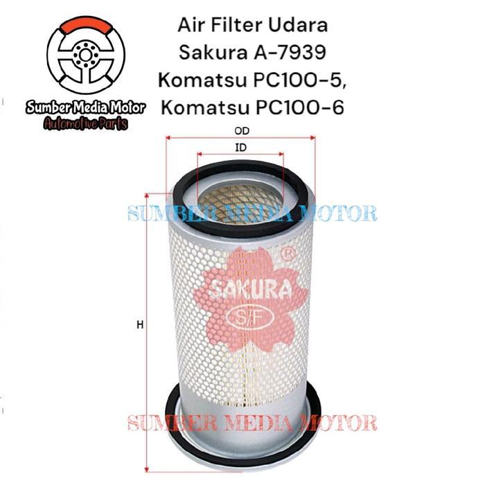 Sakura Air Filter Udara A-7939 Komatsu Pc100-5, Komatsu Pc100-6 Baru