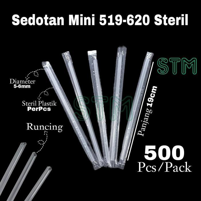sedotan bubble mini/sedotan runcing kecil 620 wf bening/higienis steril bungkus plastik transparan