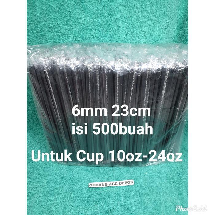 SEDOTAN 6MM 23CM HITAM BUNGKUS PLASTIK STERIL SEDOTAN BUBLE KECIL JUS