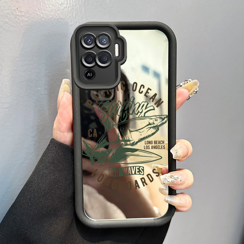 Casing Hp OPPO A94 F19 Pro Reno 5F Reno 5 Lite Case Casing Lukis paus Pola Kasus cermin tangga Kasus