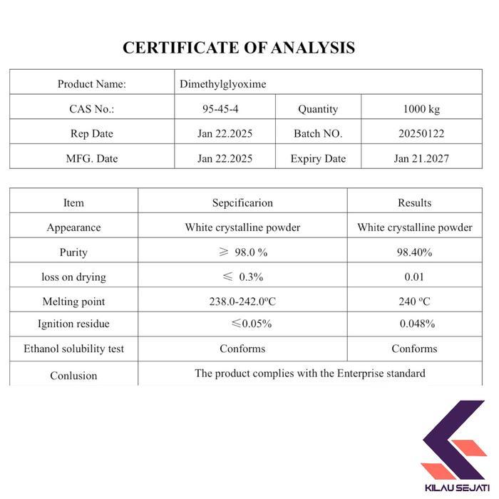 JTTOP" 20 GR DMG DIMETHYL GLYOXIME / DIMETHYLGLYOXIME C2H8N2O2